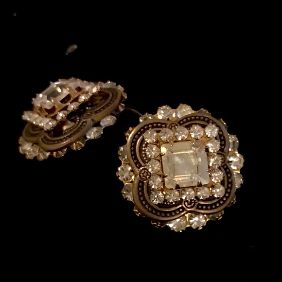 Mary Demarco vintage look large sparkly earrings. - Picture 2 of 8